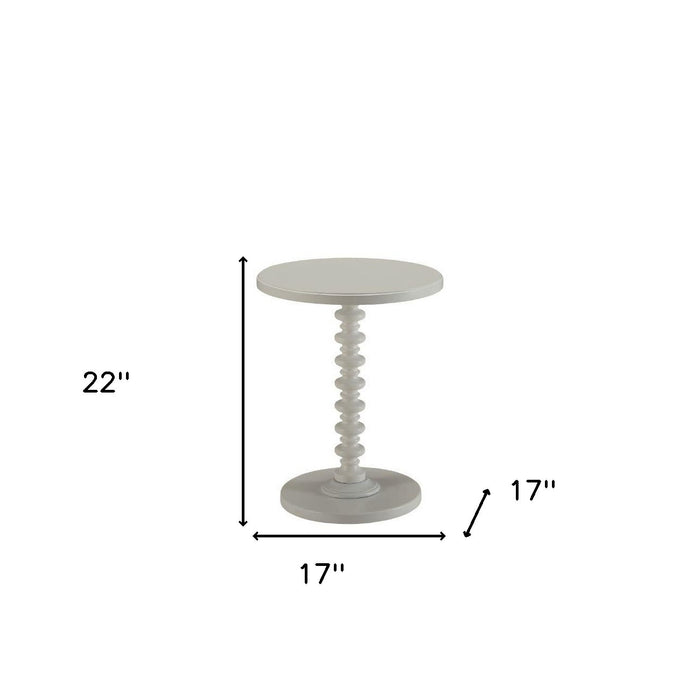 22" White Wood Round Curvy Pedestal End Table