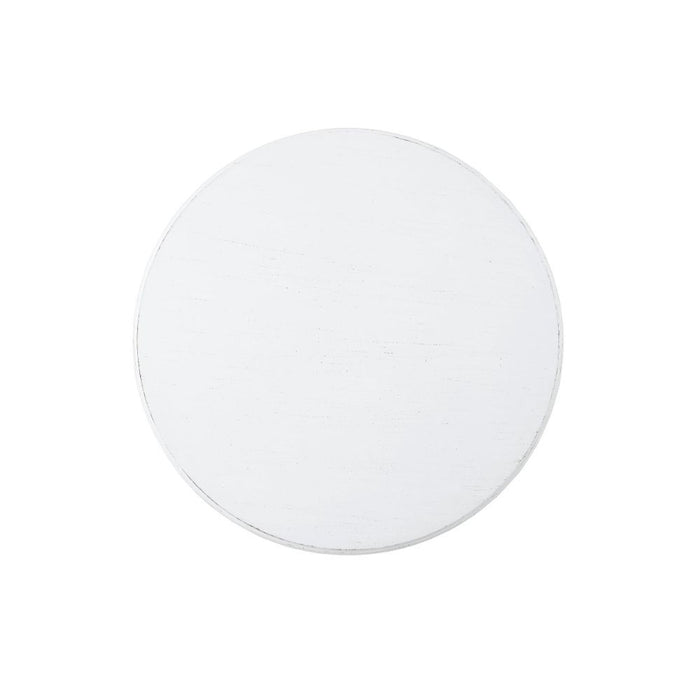 22" White Wood Round Pedestal End Table