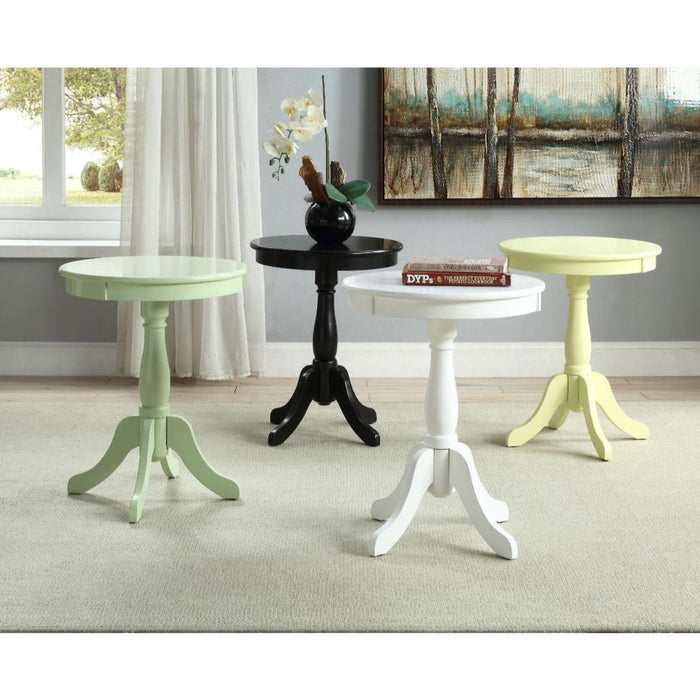 22" White Wood Round Pedestal End Table