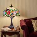 23" Dark Brown Metal Two Light Candlestick Table Lamp With Brown and Ivory Shade