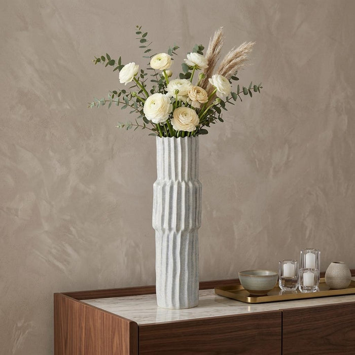 23" Gray Abstract Cylinder Ceramic Table Vase