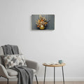 24" Beige Gold And Gray Solid Wood and Acrylic Silent Analog Floral Wall Clock
