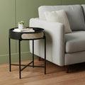 24" Black Melamine Veneer And Manufactured Wood Round End Table