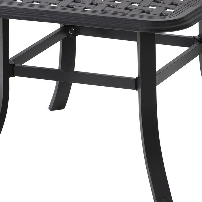 24" Black Square Metal Outdoor Bistro Table with Umbrella Hole