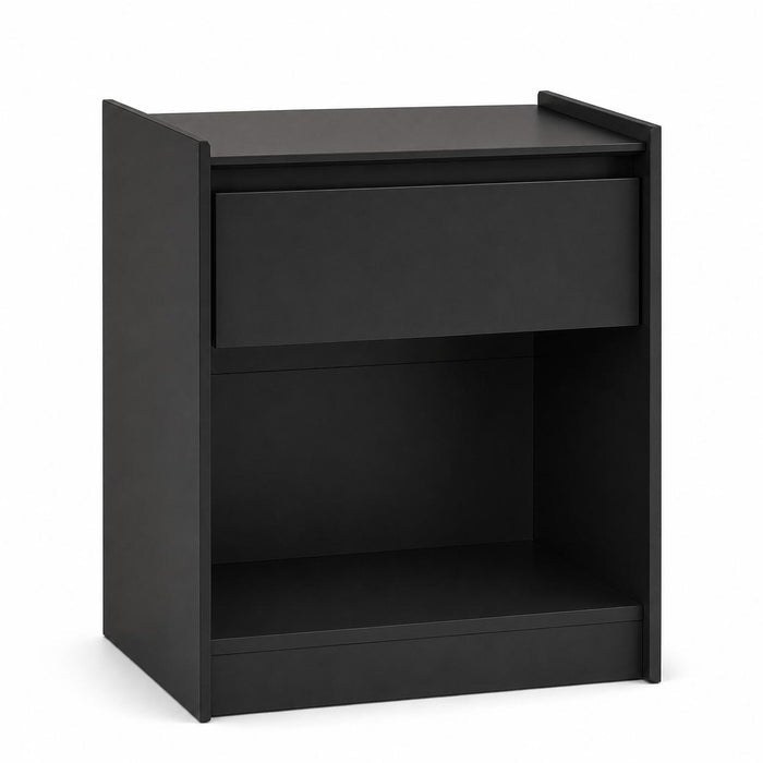 24" Black Wood One Drawer Nightstand