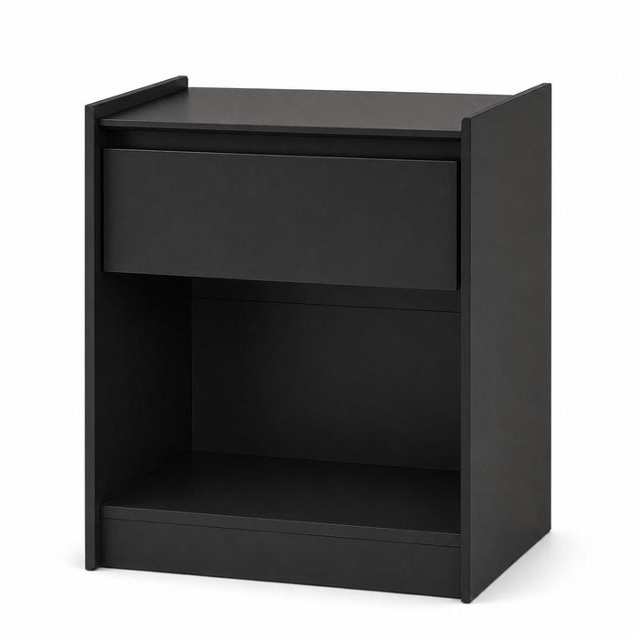 24" Black Wood One Drawer Nightstand