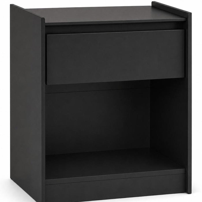 24" Black Wood One Drawer Nightstand