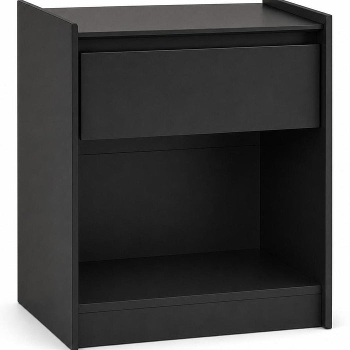 24" Black Wood One Drawer Nightstand