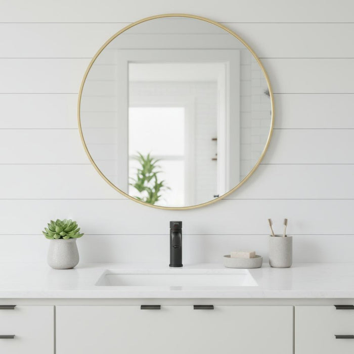 24" Gold Metal Round Framed Bathroom Vanity Mirror