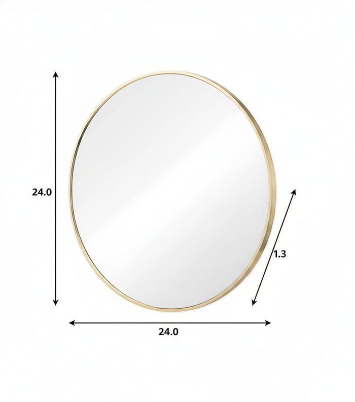 24" Gold Metal Round Framed Bathroom Vanity Mirror