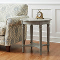 24" Light Slate Gray Solid Wood Round End Table With Shelf
