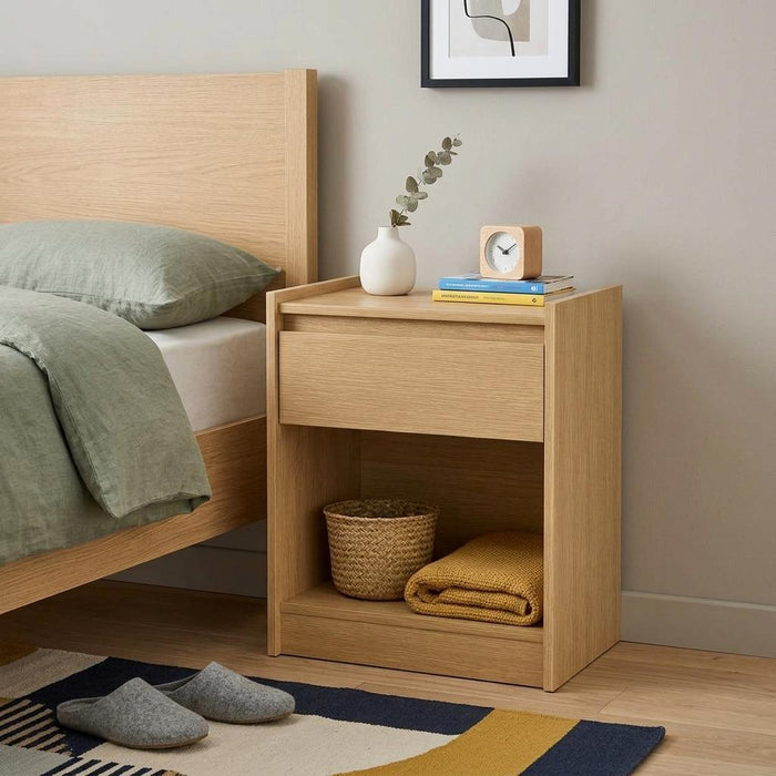 24" Oak Wood One Drawer Nightstand