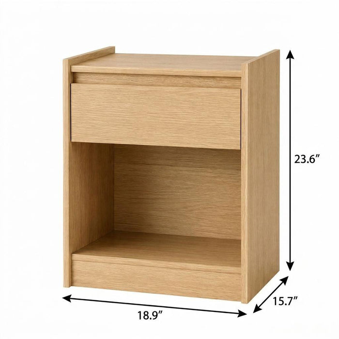 24" Oak Wood One Drawer Nightstand