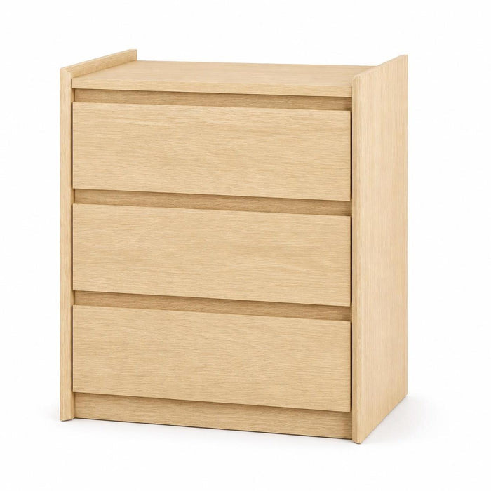 24" Oak Wood Three Drawer Nightstand with USB Port and Integrated Tech