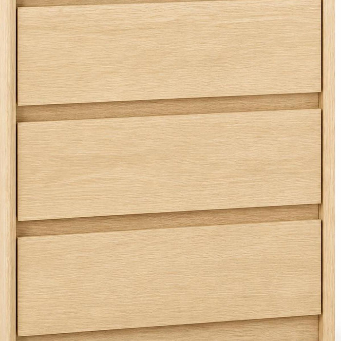 24" Oak Wood Three Drawer Nightstand with USB Port and Integrated Tech