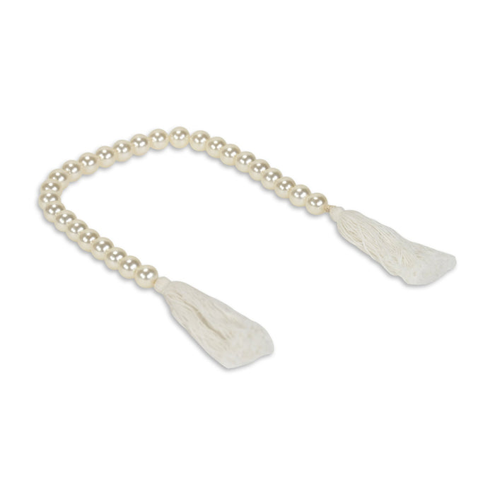 24" White Pearl Beads Decorative Tassel