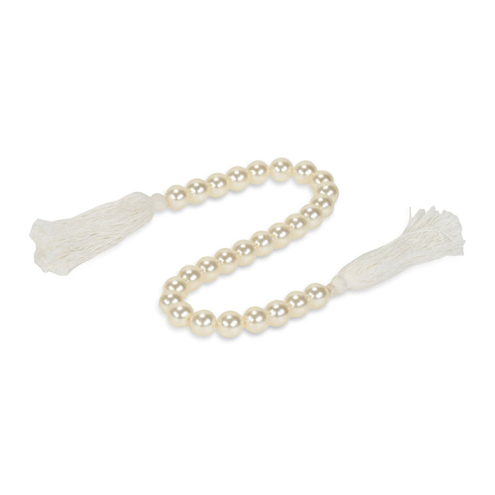 24" White Pearl Beads Decorative Tassel