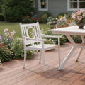 24" White Steel Geo Back Outdoor Arm Chair