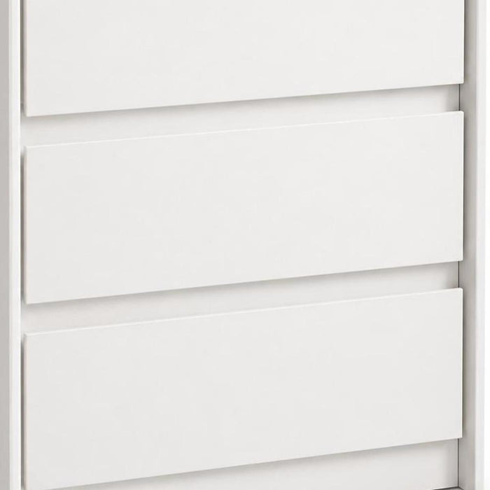 24" White Wood Three Drawer Nightstand with USB Port and Integrated Tech