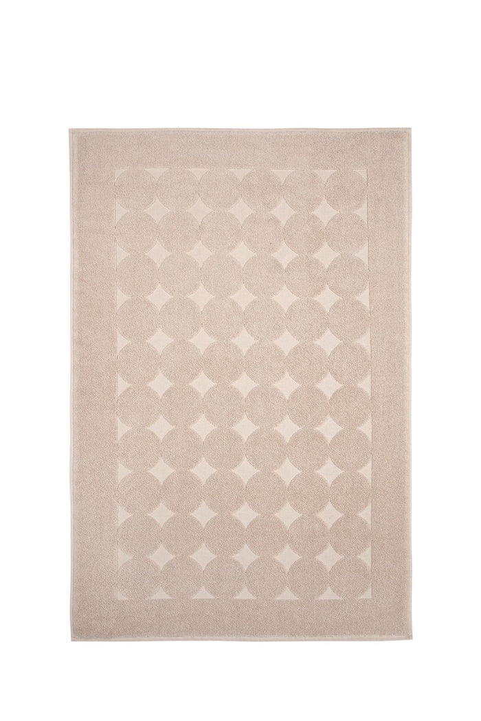 24" X 35" Beige Tone on Tone Polka Dot Turkish Cotton Bath Rug