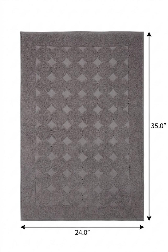 24" X 35" Dark Gray Tone on Tone Polka Dot Turkish Cotton Bath Rug