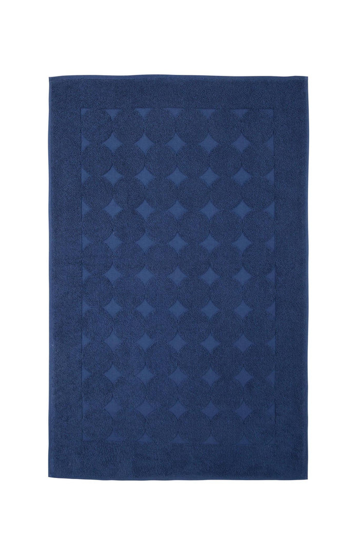 24" X 35" Navy Blue Tone on Tone Polka Dot Turkish Cotton Bath Rug