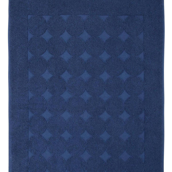 24" X 35" Navy Blue Tone on Tone Polka Dot Turkish Cotton Bath Rug
