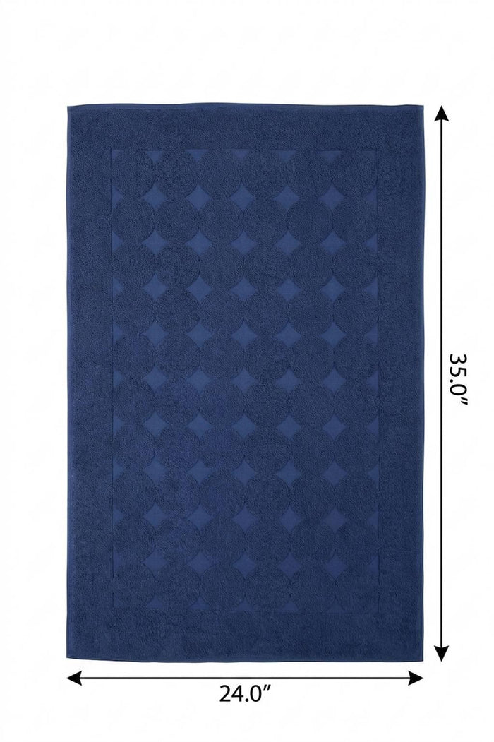 24" X 35" Navy Blue Tone on Tone Polka Dot Turkish Cotton Bath Rug