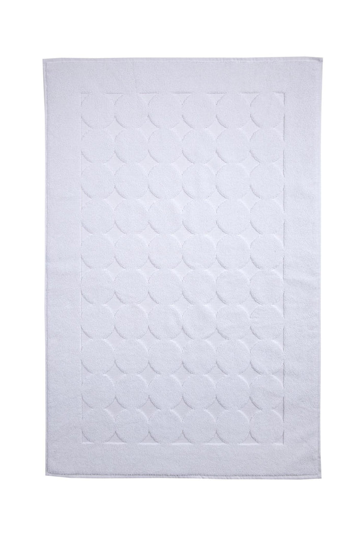24" X 35" White Tone on Tone Polka Dot Turkish Cotton Bath Rug