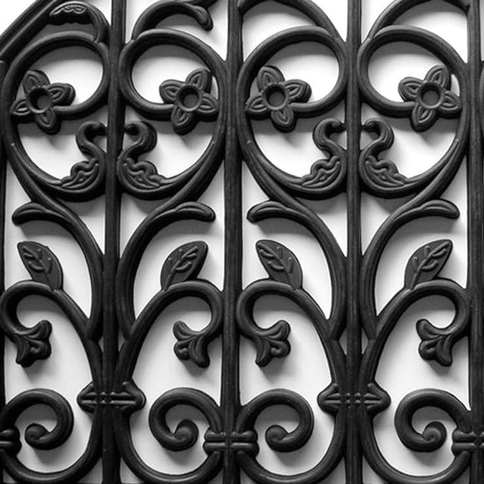 24" X 36" Black Rubber Scrollwork Outdoor Semi Circle Door Mat