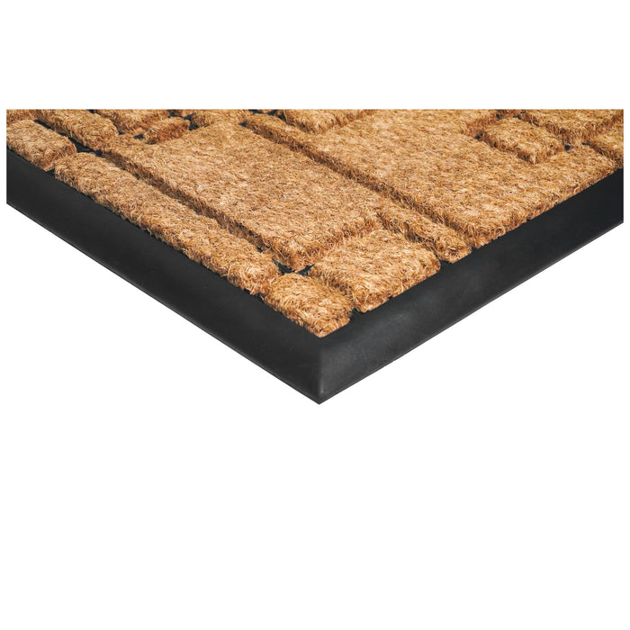 24" X 36" Natural and Black Coir Geometric Outdoor Door Mat