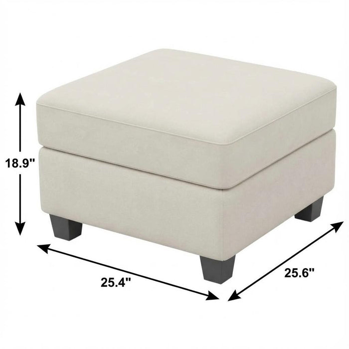 25" Beige And Black Velvet Ottoman With Storage
