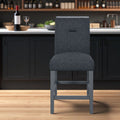 25" Dark Gray Suede And Wood Counter Height Bar Chair