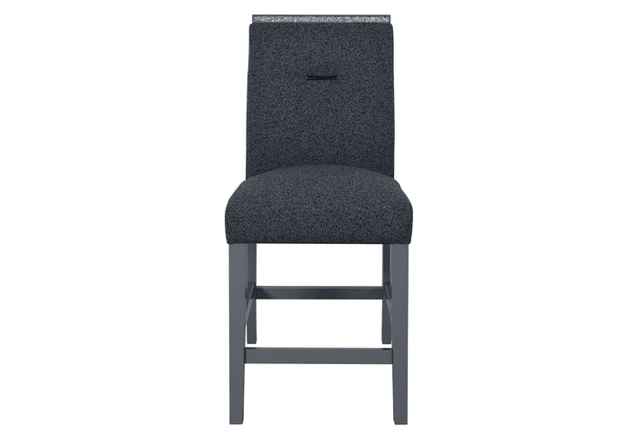 25" Dark Gray Suede And Wood Counter Height Bar Chair
