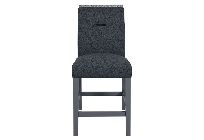 25" Dark Gray Suede And Wood Counter Height Bar Chair