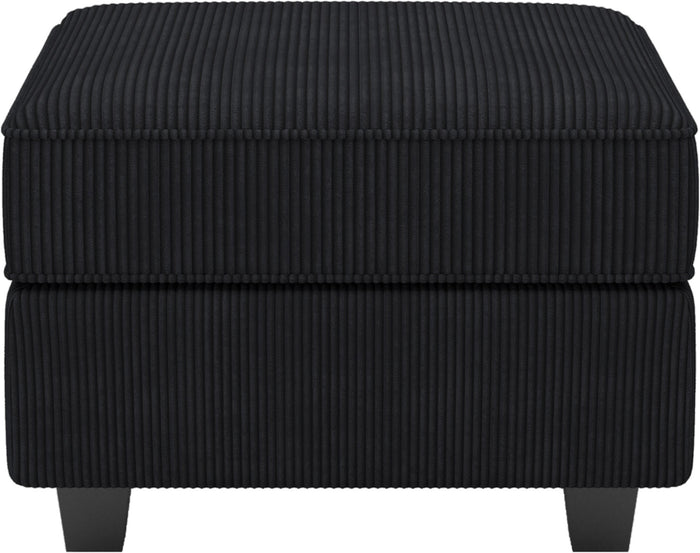 26" Black Corduroy Ottoman With Storage