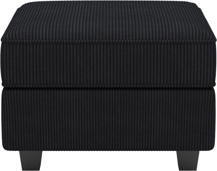 26" Black Corduroy Ottoman With Storage