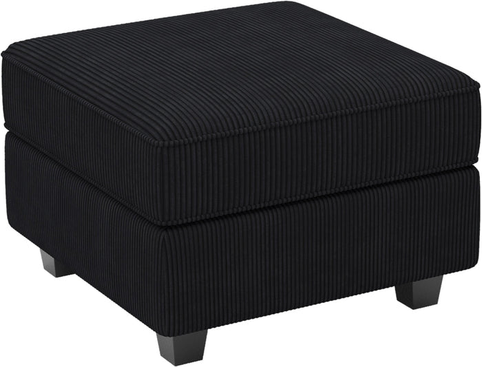 26" Black Corduroy Ottoman With Storage
