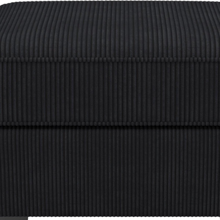26" Black Corduroy Ottoman With Storage