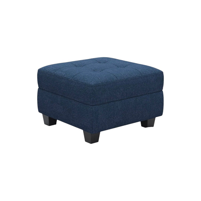 26" Blue And Black Linen Tufted Ottoman With Storage
