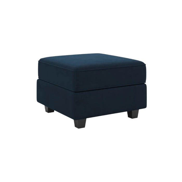 26" Blue And Black Velvet Ottoman With Storage