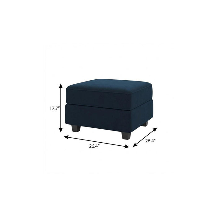 26" Blue And Black Velvet Ottoman With Storage