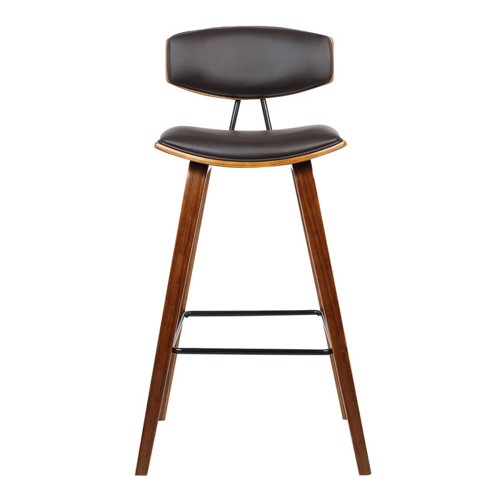 26" Brown Fabric And Solid Wood Low Back Counter Height Bar Chair
