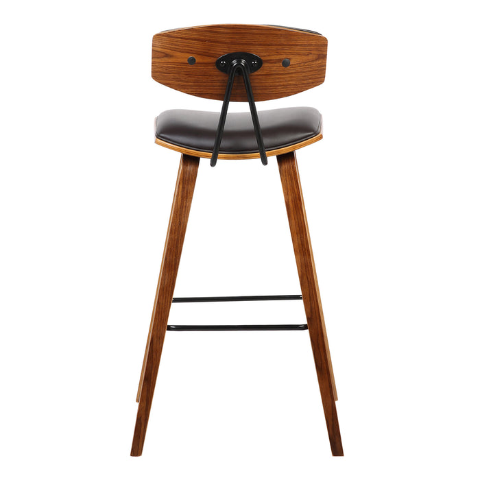 26" Brown Fabric And Solid Wood Low Back Counter Height Bar Chair
