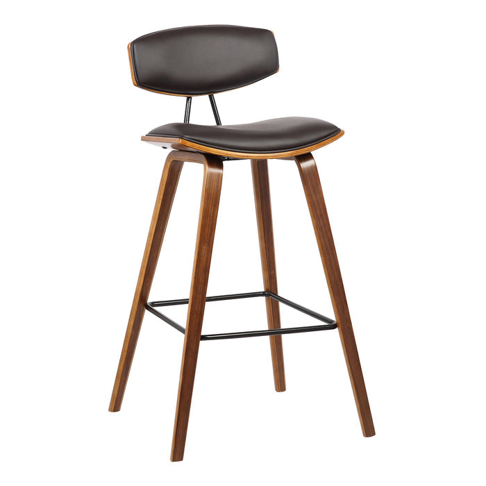 26" Brown Fabric And Solid Wood Low Back Counter Height Bar Chair
