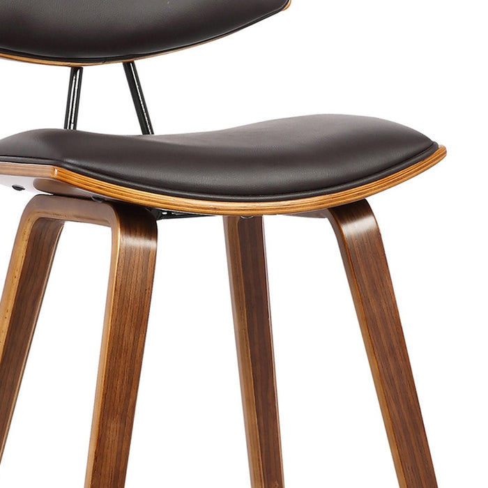 26" Brown Fabric And Solid Wood Low Back Counter Height Bar Chair