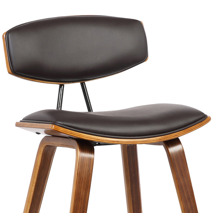 26" Brown Fabric And Solid Wood Low Back Counter Height Bar Chair