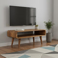 26" Brown Solid Wood Open Shelving TV Stand