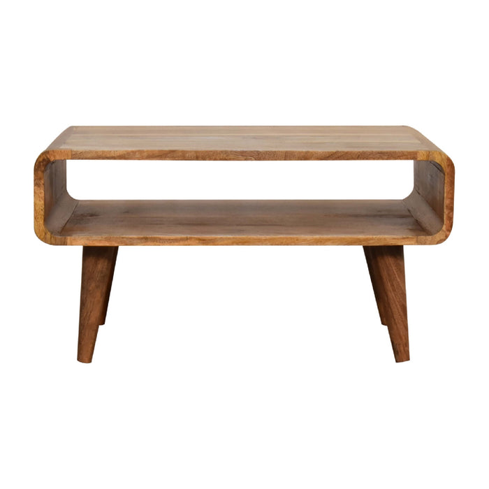 26" Brown Solid Wood Open Shelving TV Stand