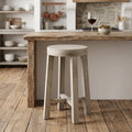 26" Brown Wood Backless Counter Height Bar Chair